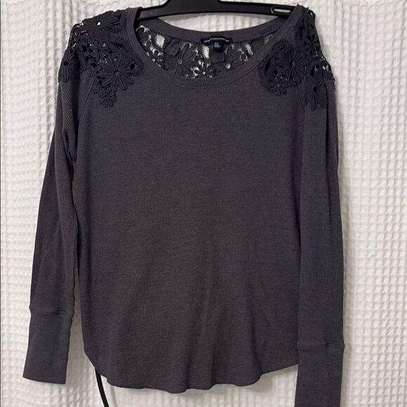 American Eagle Black Embellished Blouse with Long Sleeves Size SM - Picture 1 of 5